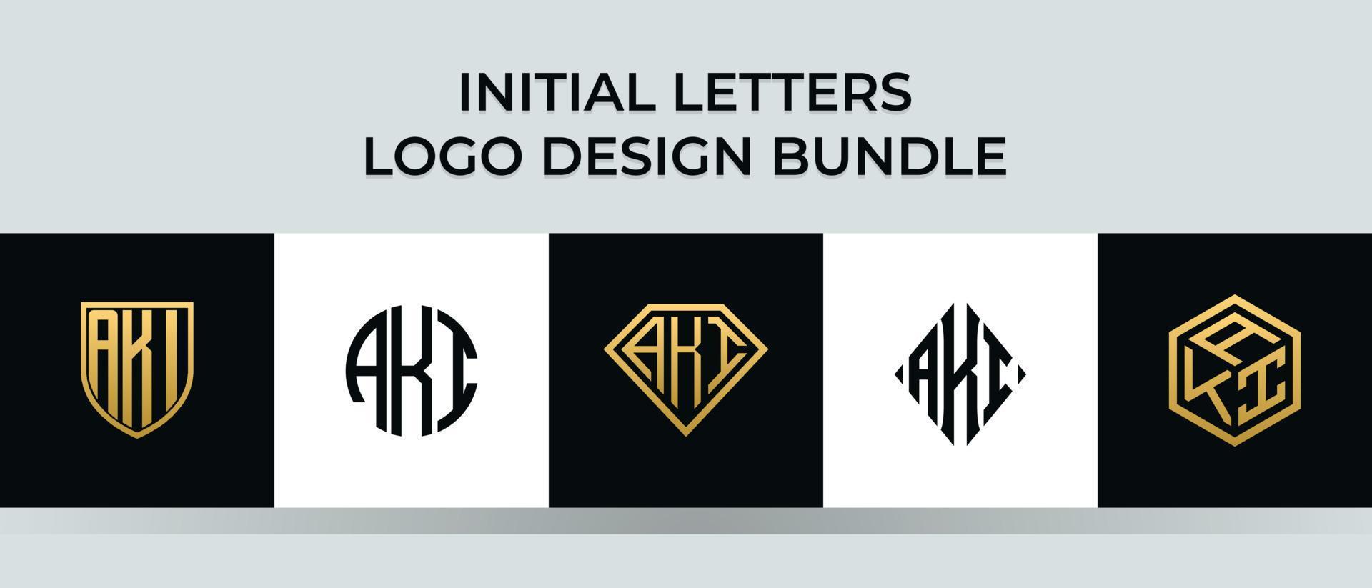 Initial letters AKI logo designs Bundle vector