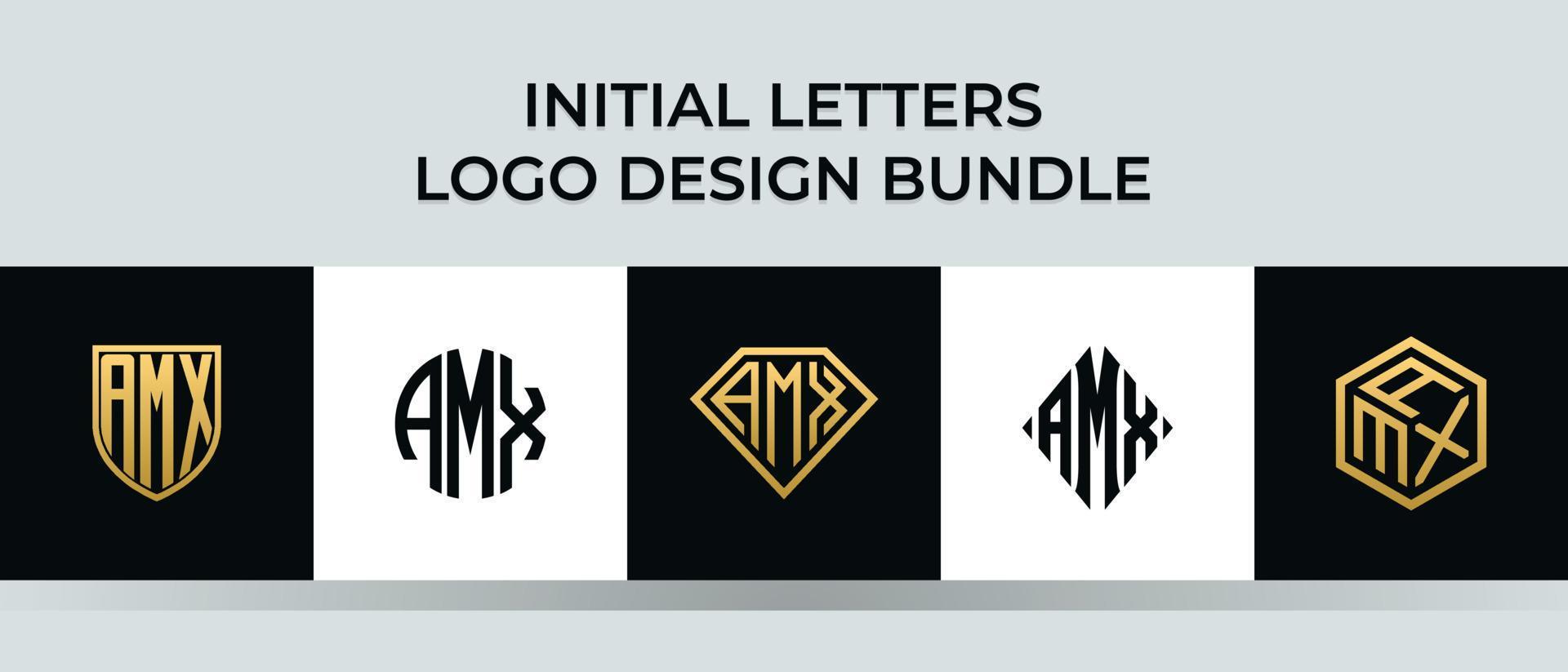 Initial letters AMX logo designs Bundle vector