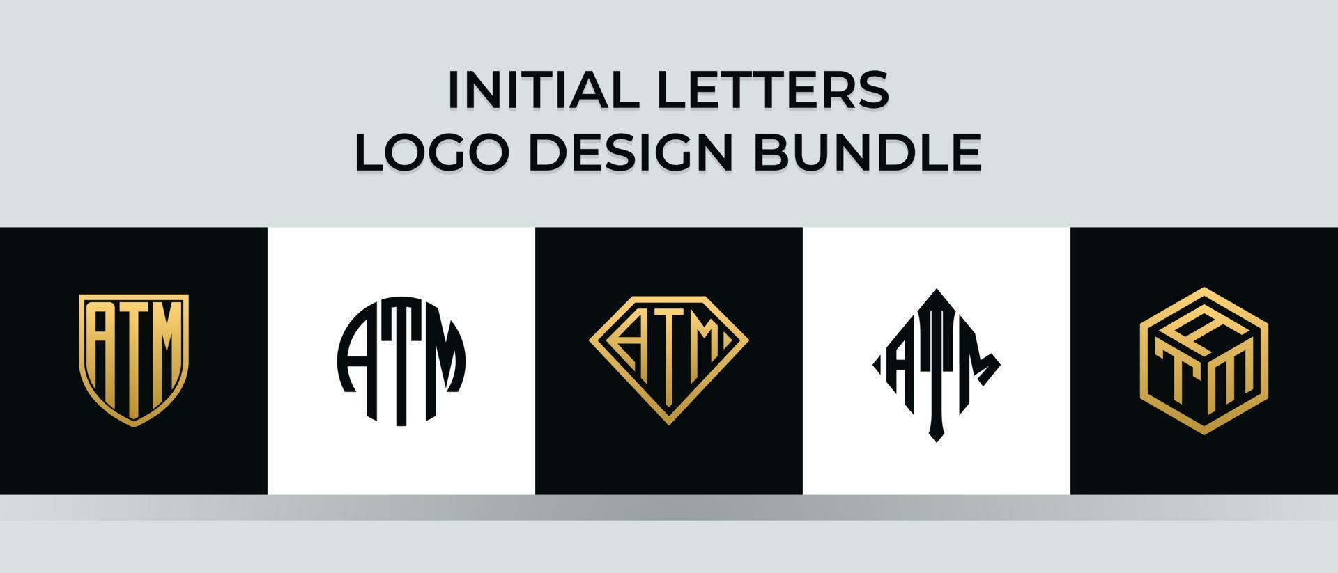 Initial letters ATM logo designs Bundle vector