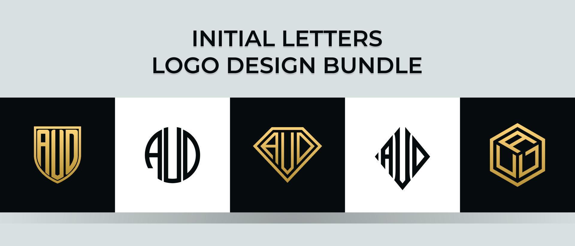 paquete de diseños de logotipos de letras iniciales aud vector