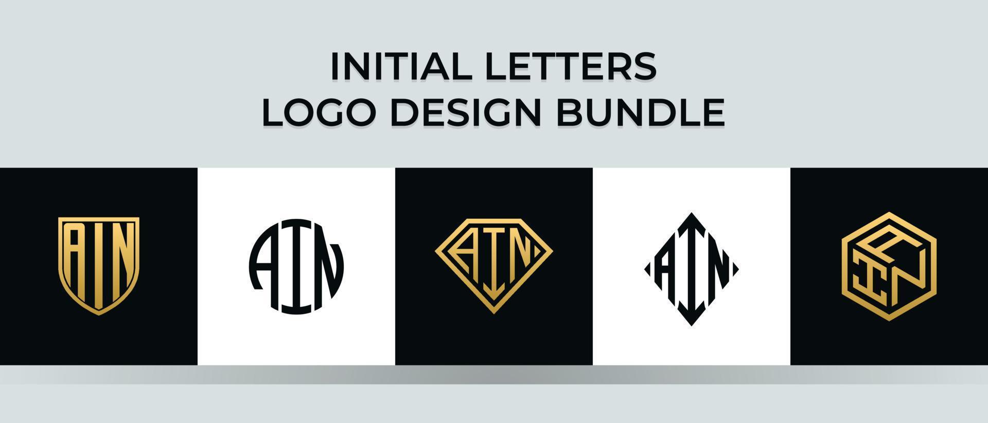 Initial letters AIN logo designs Bundle vector