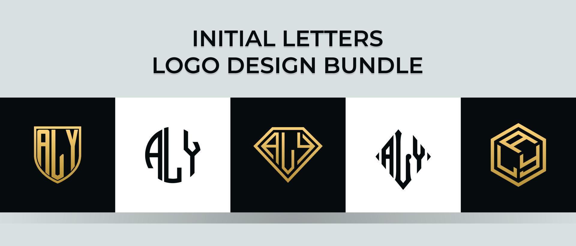 Initial letters ALY logo designs Bundle vector