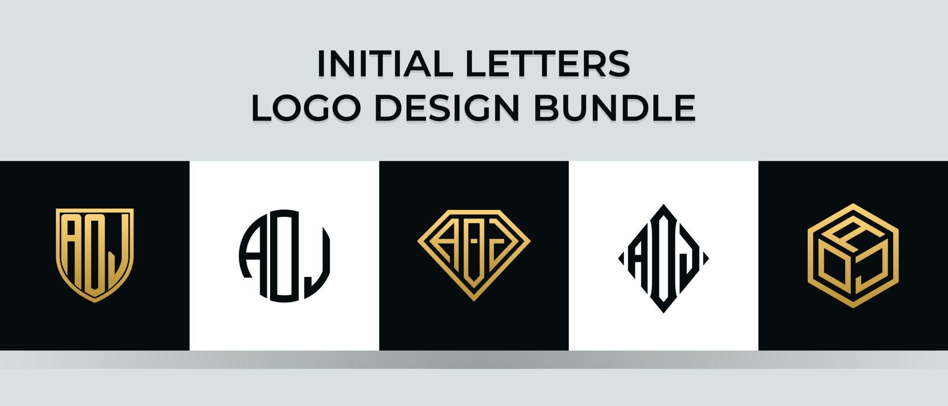 Initial letters AOJ logo designs Bundle vector