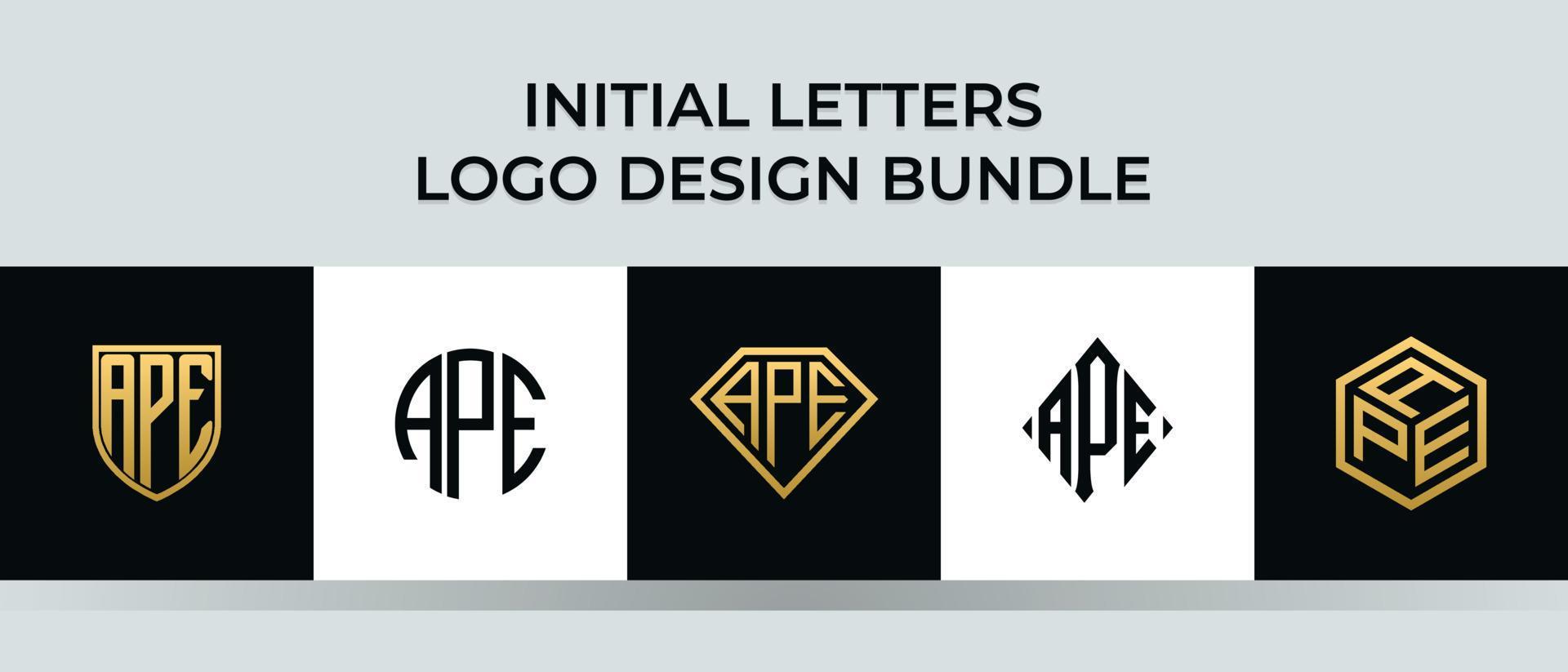 Initial letters APE logo designs Bundle vector