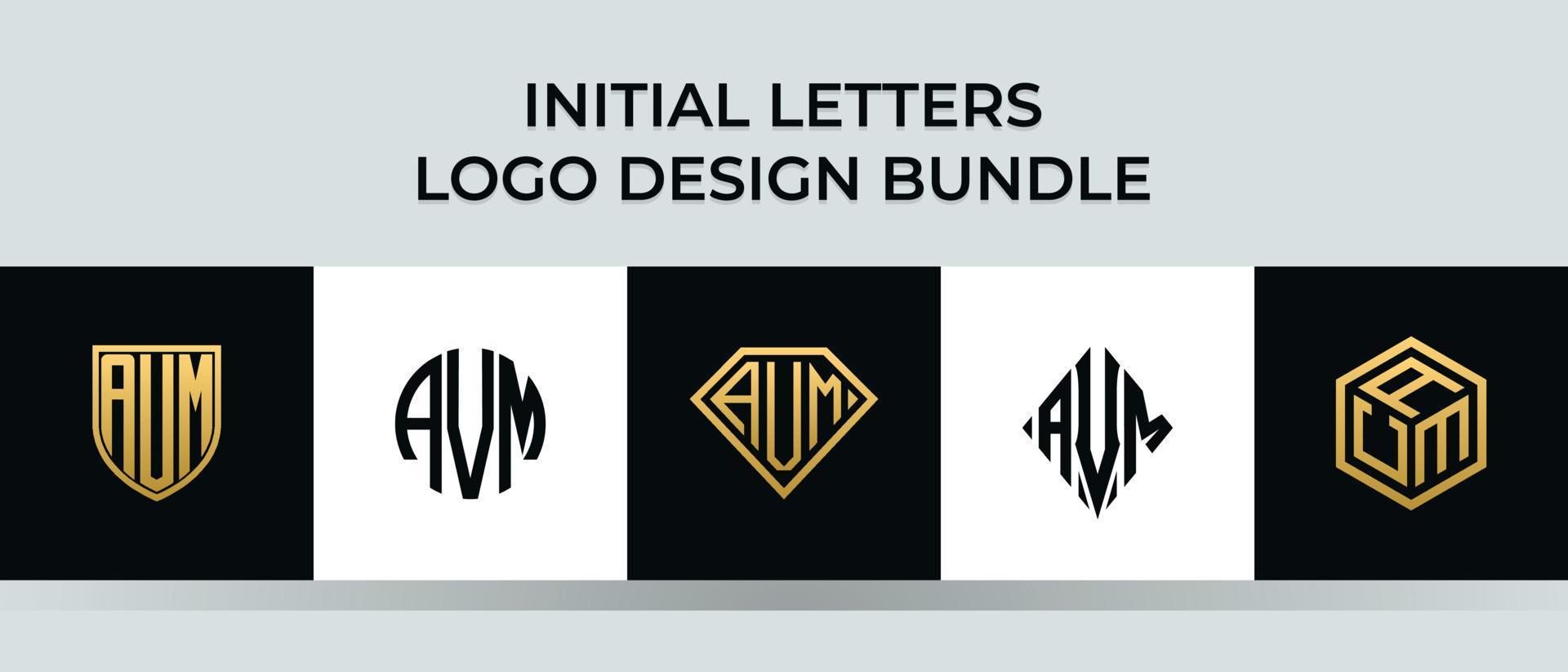 Initial letters AVM logo designs Bundle vector