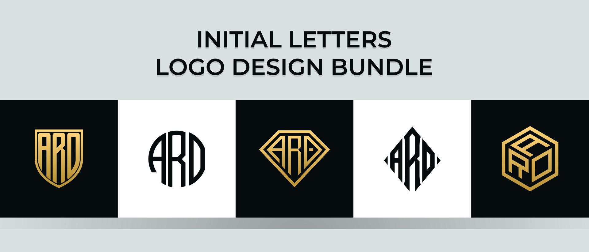Initial letters ARO logo designs Bundle vector