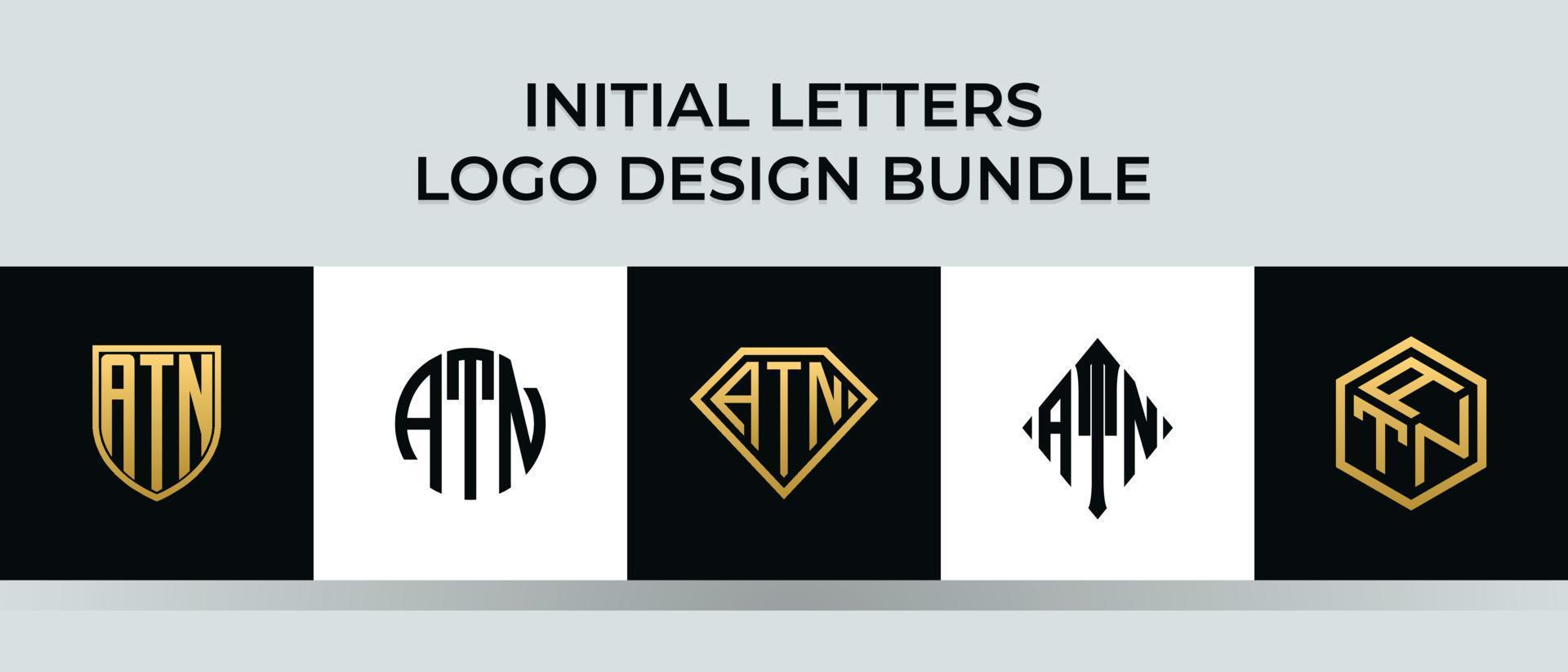letras iniciales atn logo diseños paquete vector