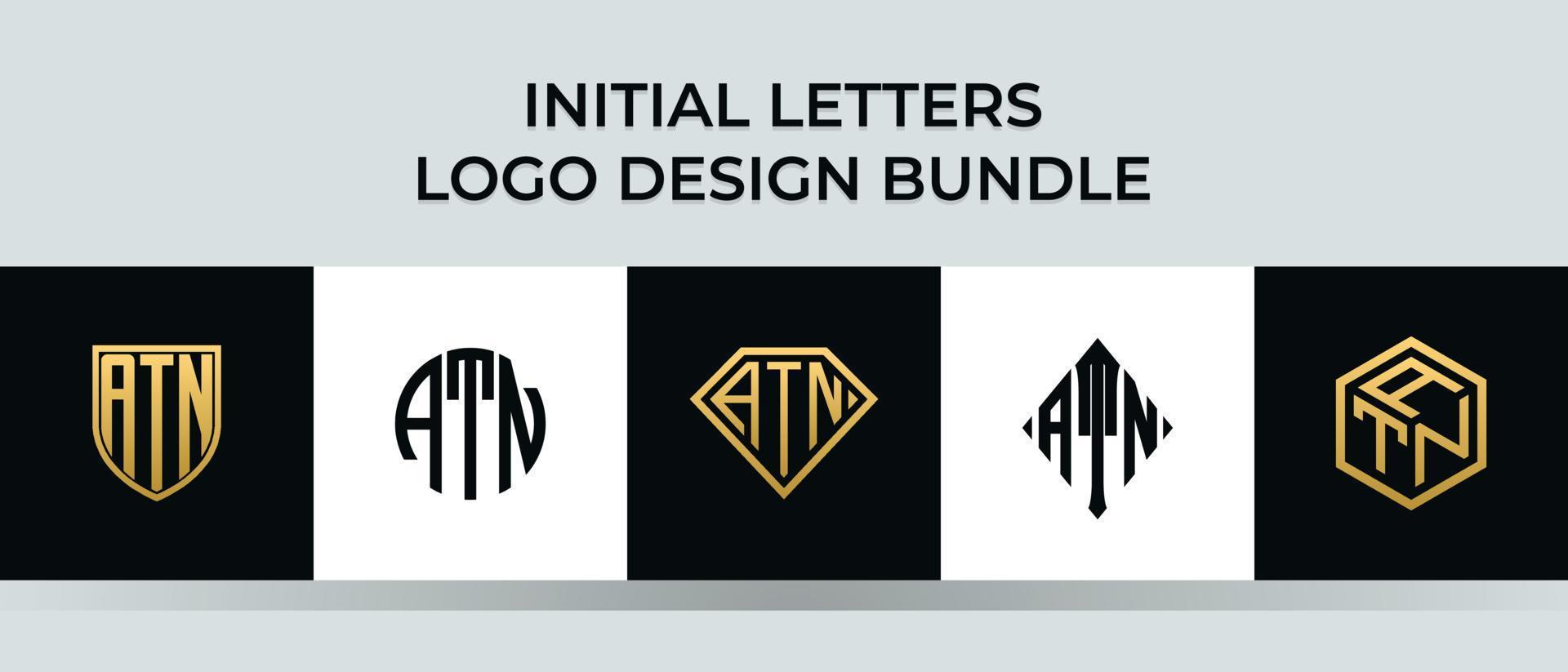 Initial letters ATN logo designs Bundle vector
