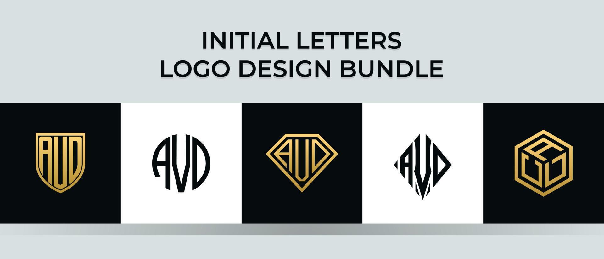 Initial letters AVD logo designs Bundle vector