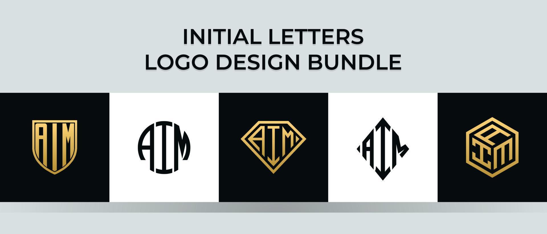 Initial letters AIM logo designs Bundle vector