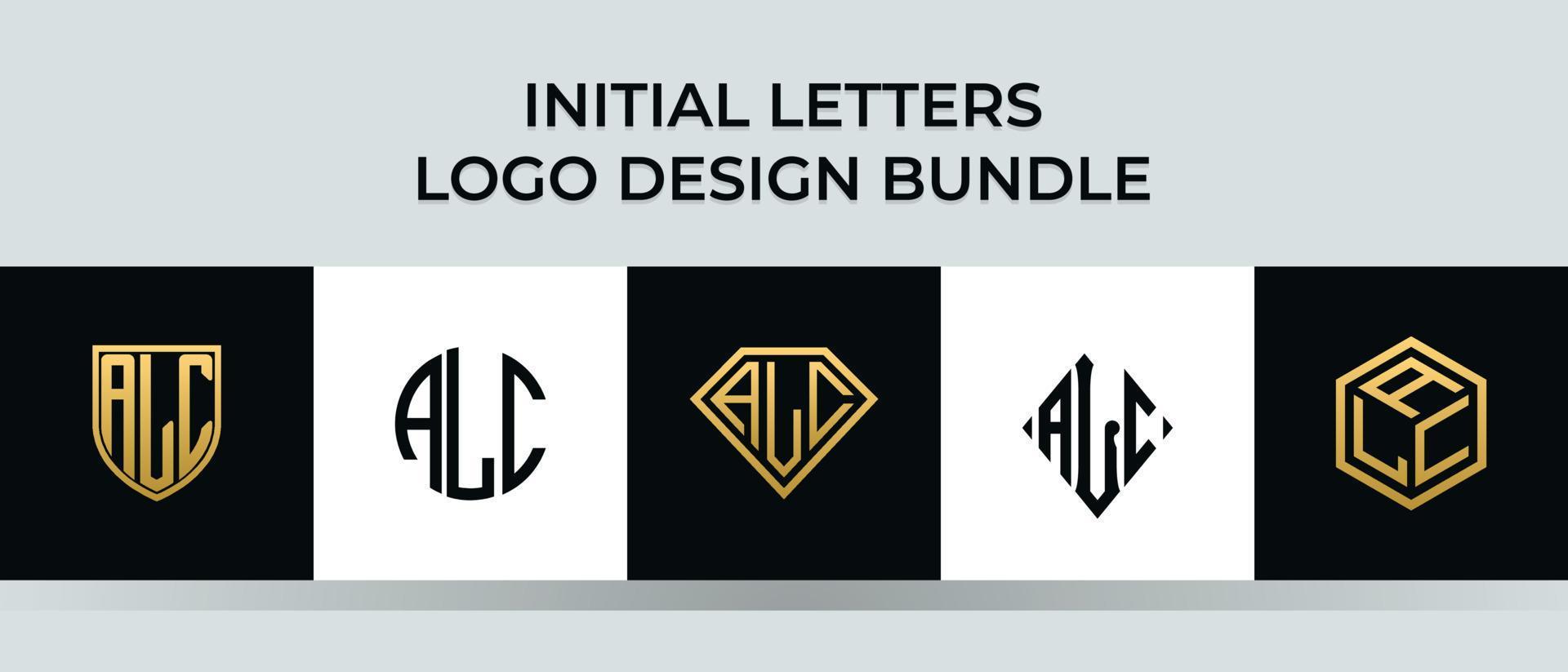Initial letters ALC logo designs Bundle vector