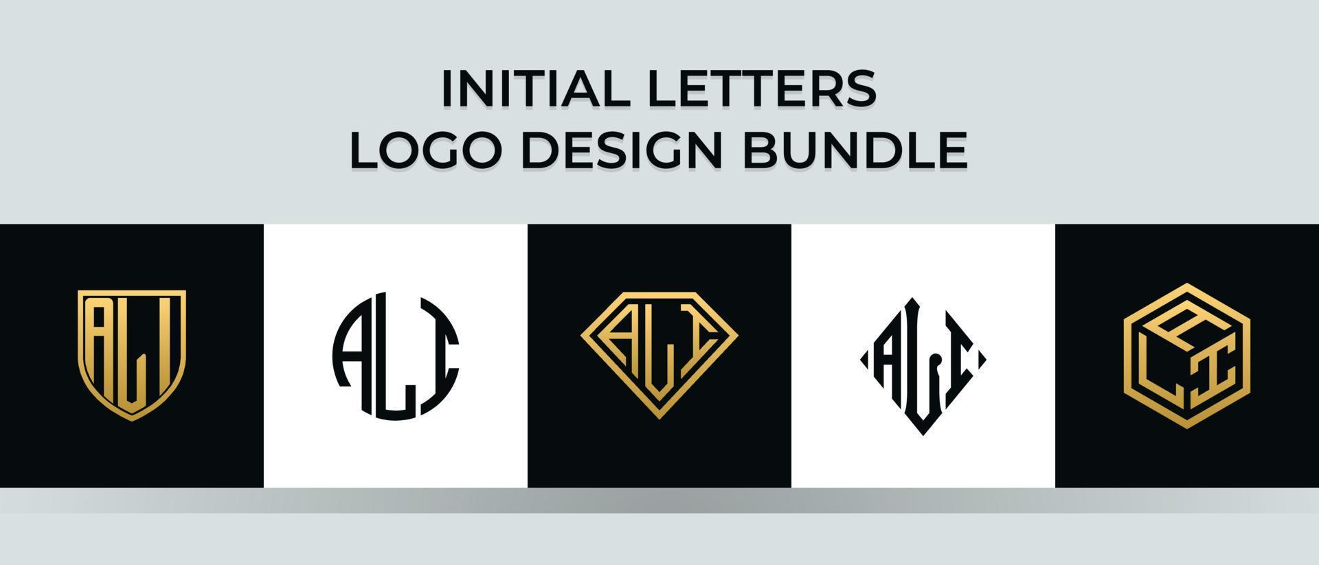Initial letters ALI logo designs Bundle vector