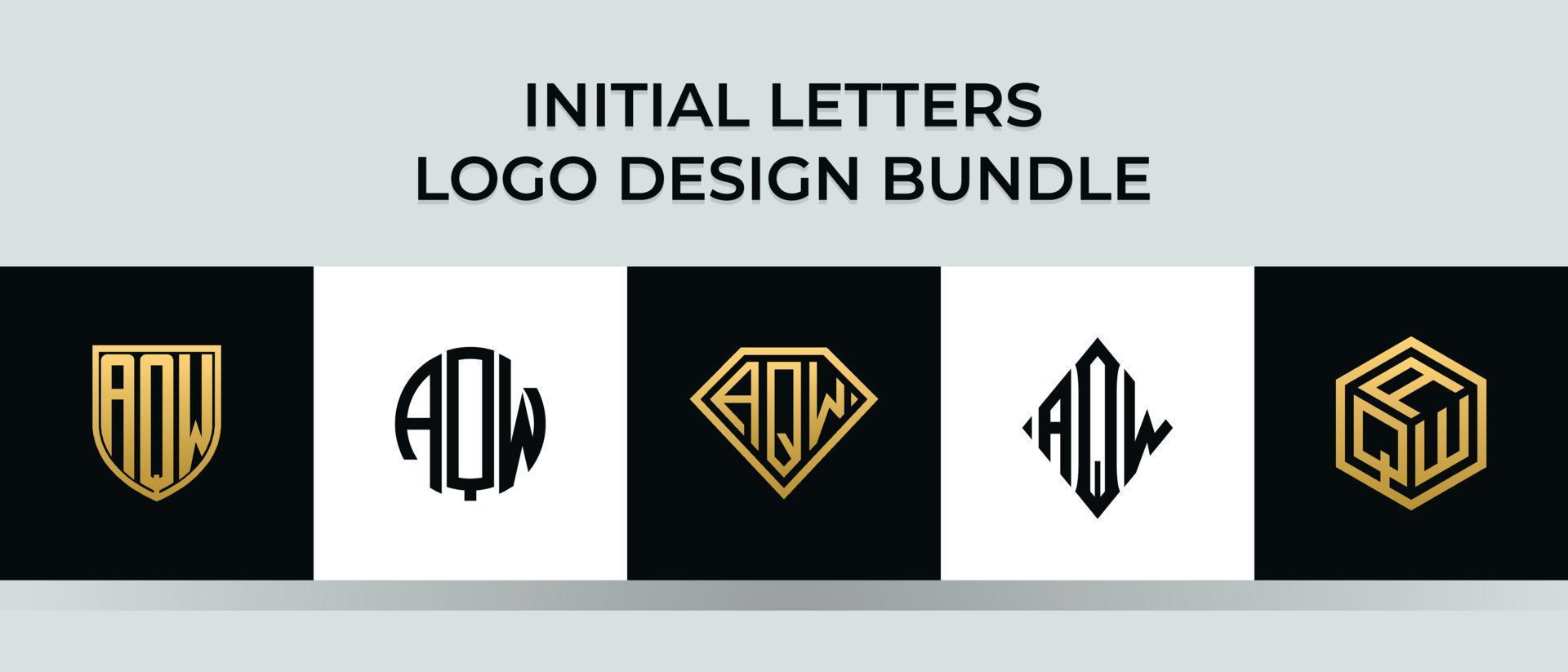 letras iniciales aqw logo diseños paquete vector