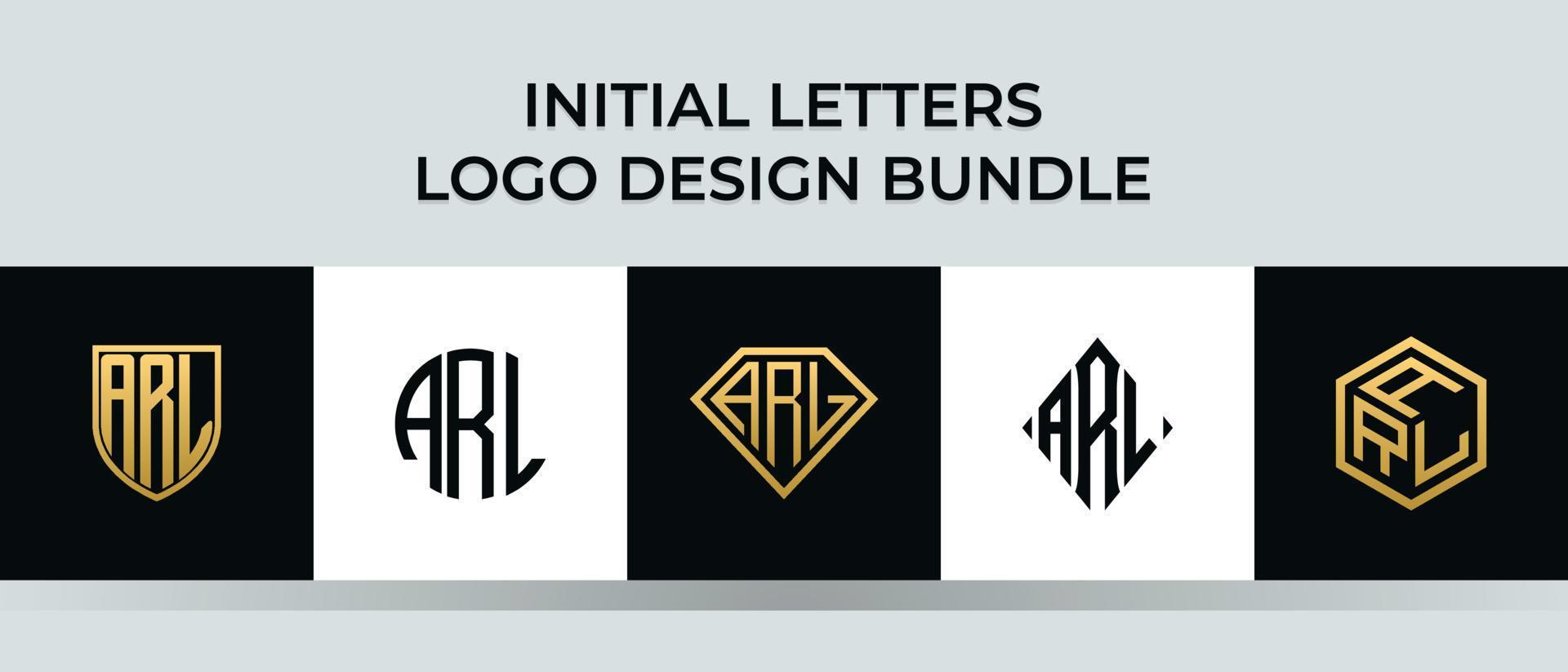 Initial letters ARL logo designs Bundle vector