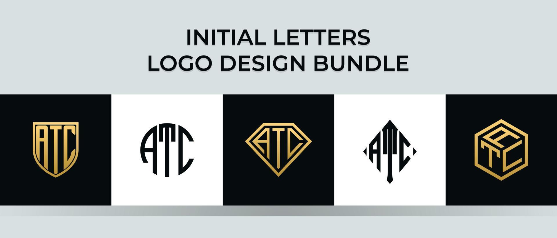 Initial letters ATC logo designs Bundle vector