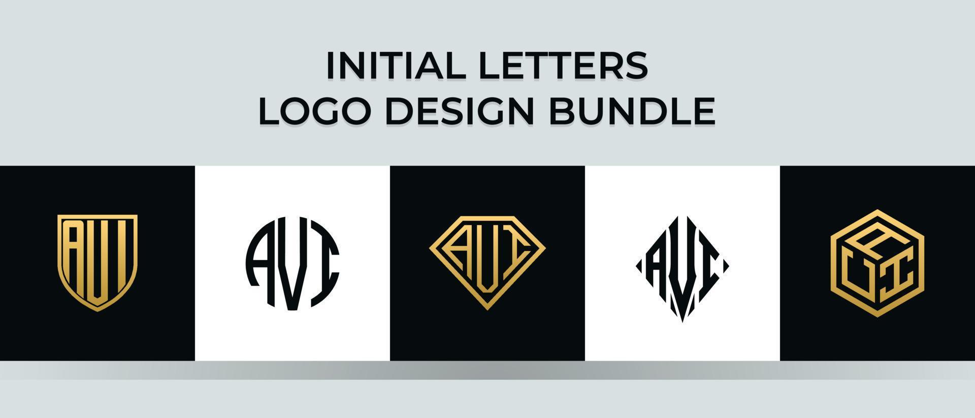 Initial letters AVI logo designs Bundle vector