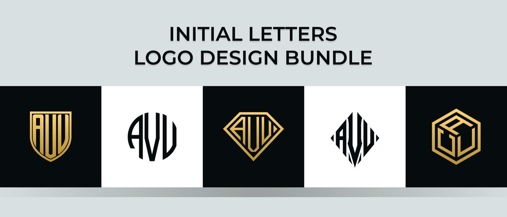 Initial letters AVU logo designs Bundle vector