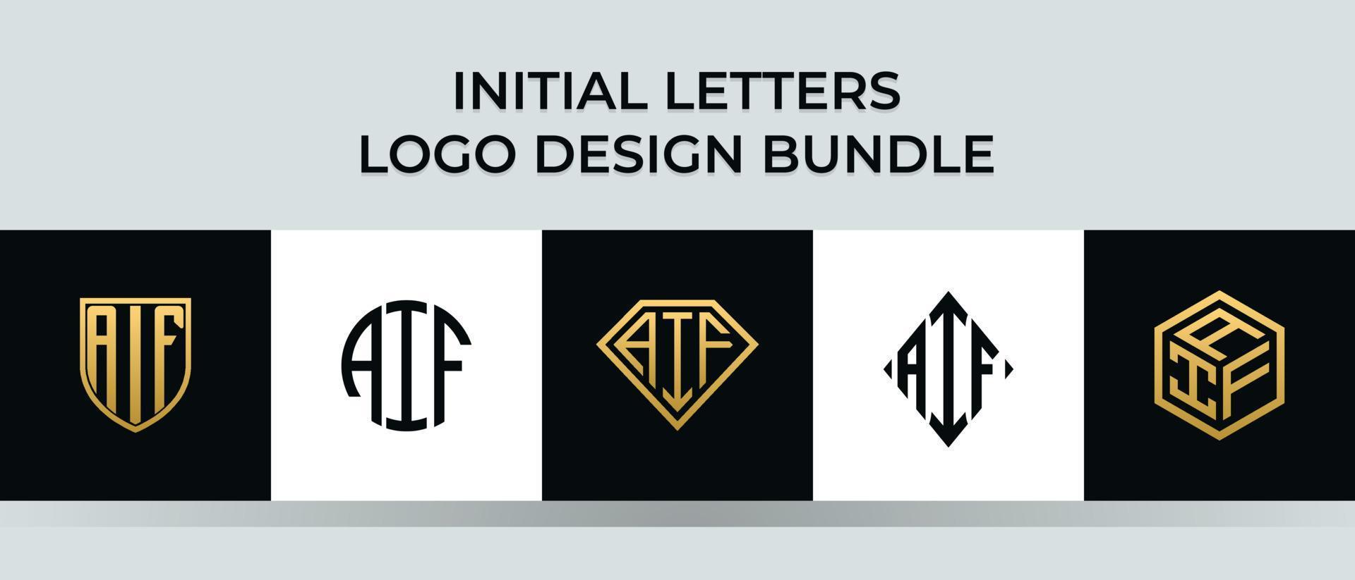 paquete de diseños de logotipo aif de letras iniciales vector