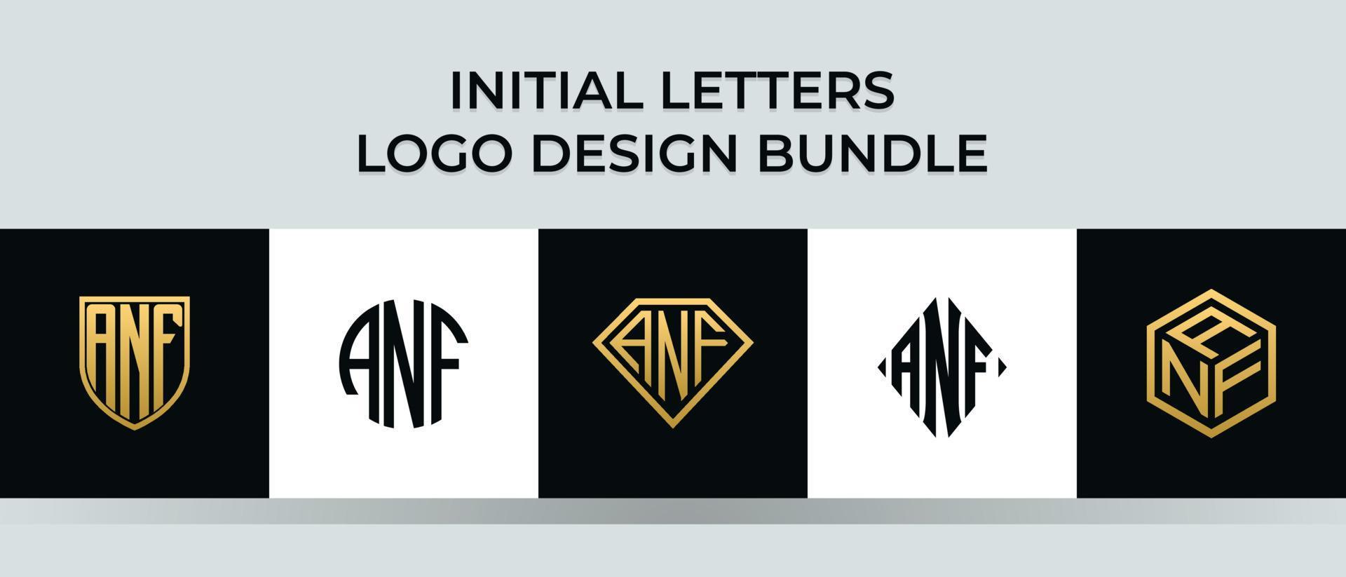 paquete de diseños de logotipos de letras iniciales anf vector
