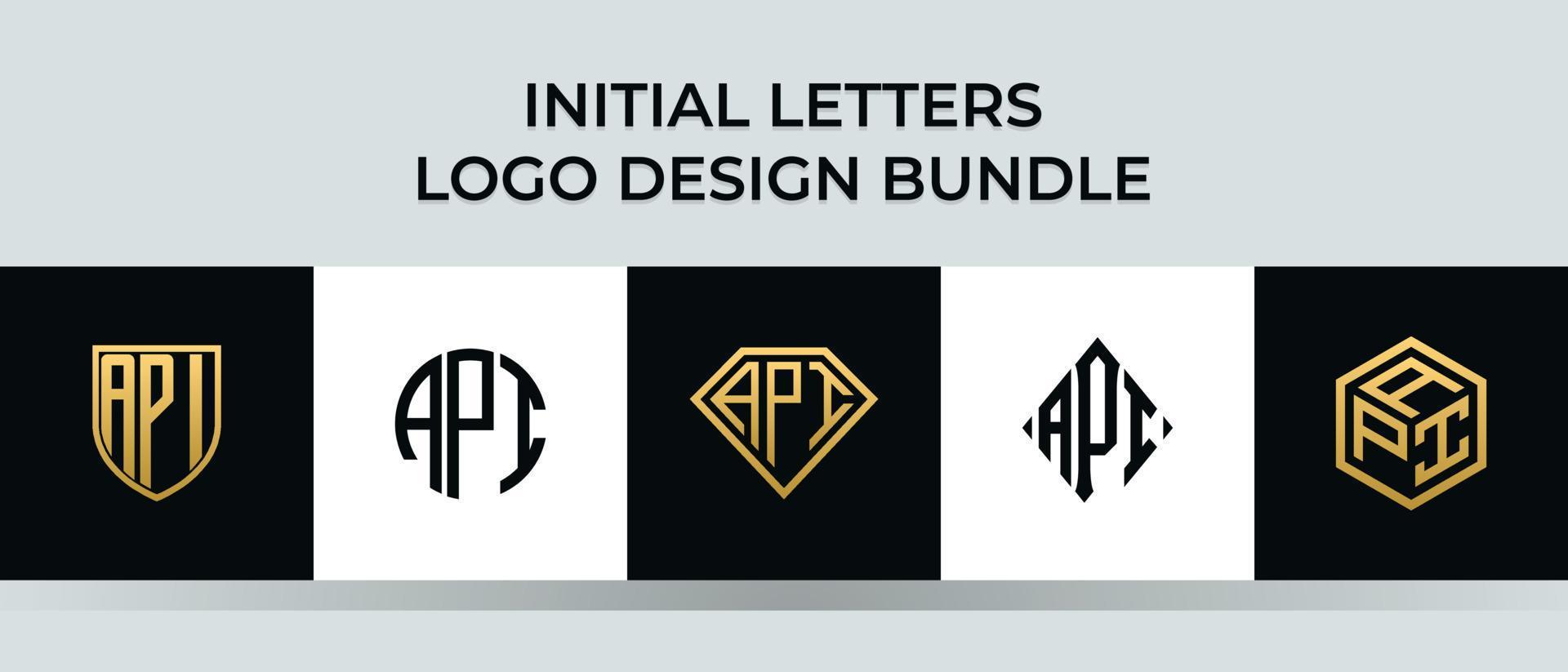 Initial letters API logo designs Bundle vector