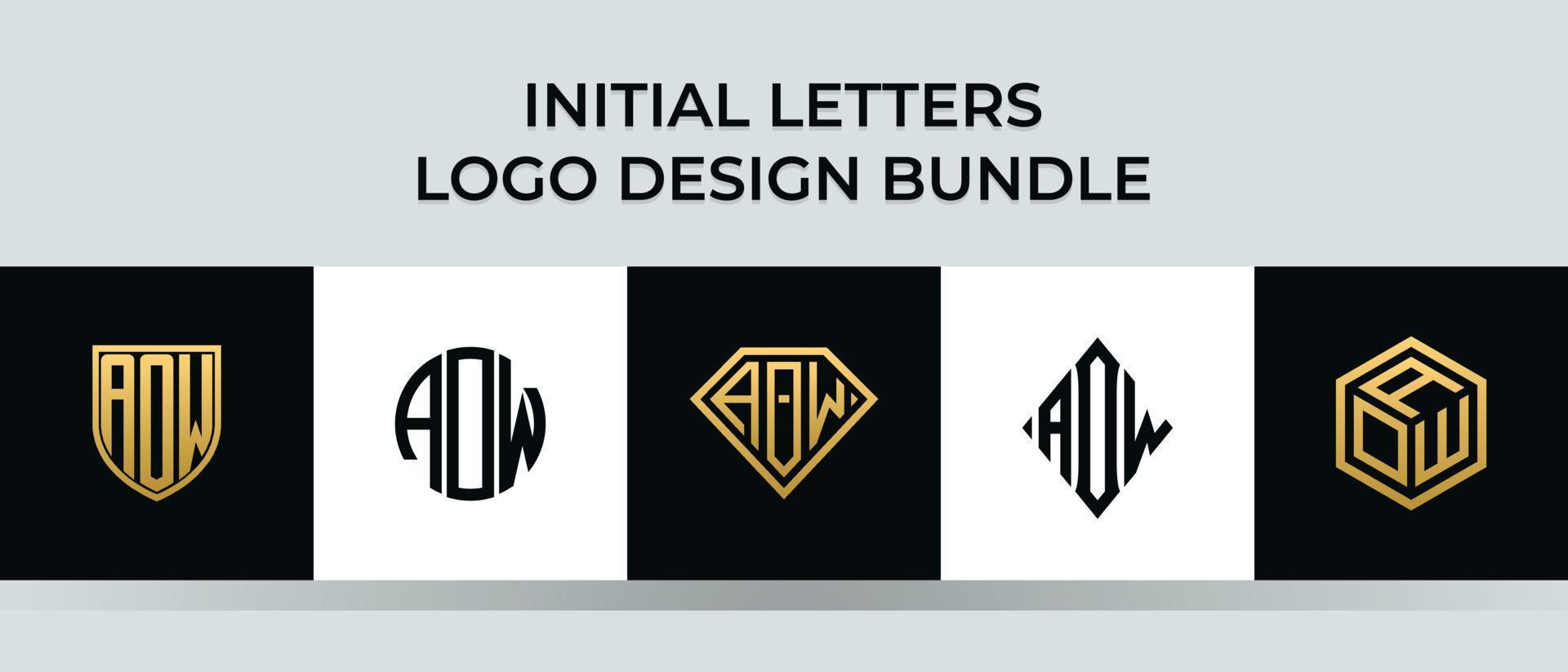 Initial letters AOW logo designs Bundle vector