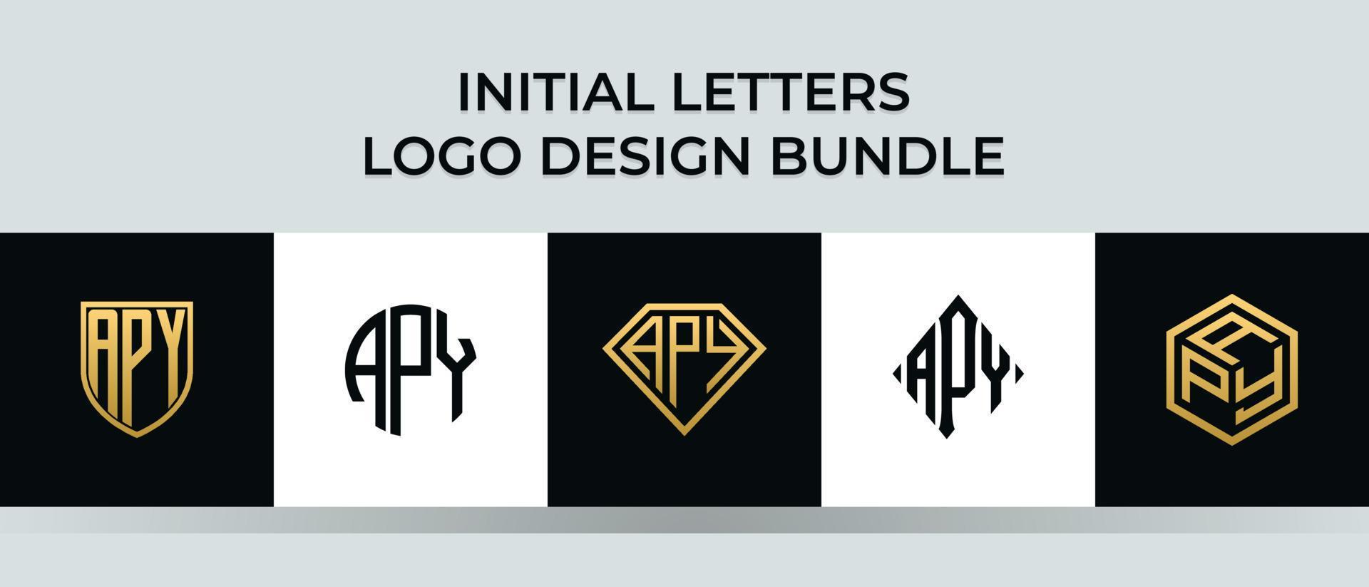 Initial letters APY logo designs Bundle vector