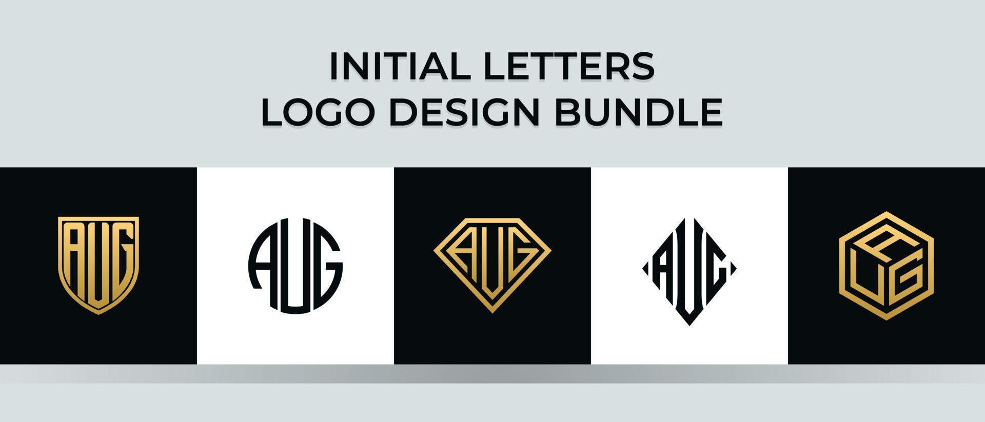 Initial letters AUG logo designs Bundle vector