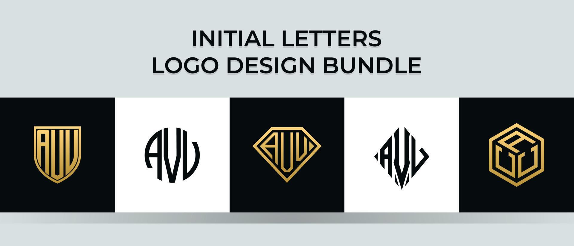 Initial letters AVV logo designs Bundle vector