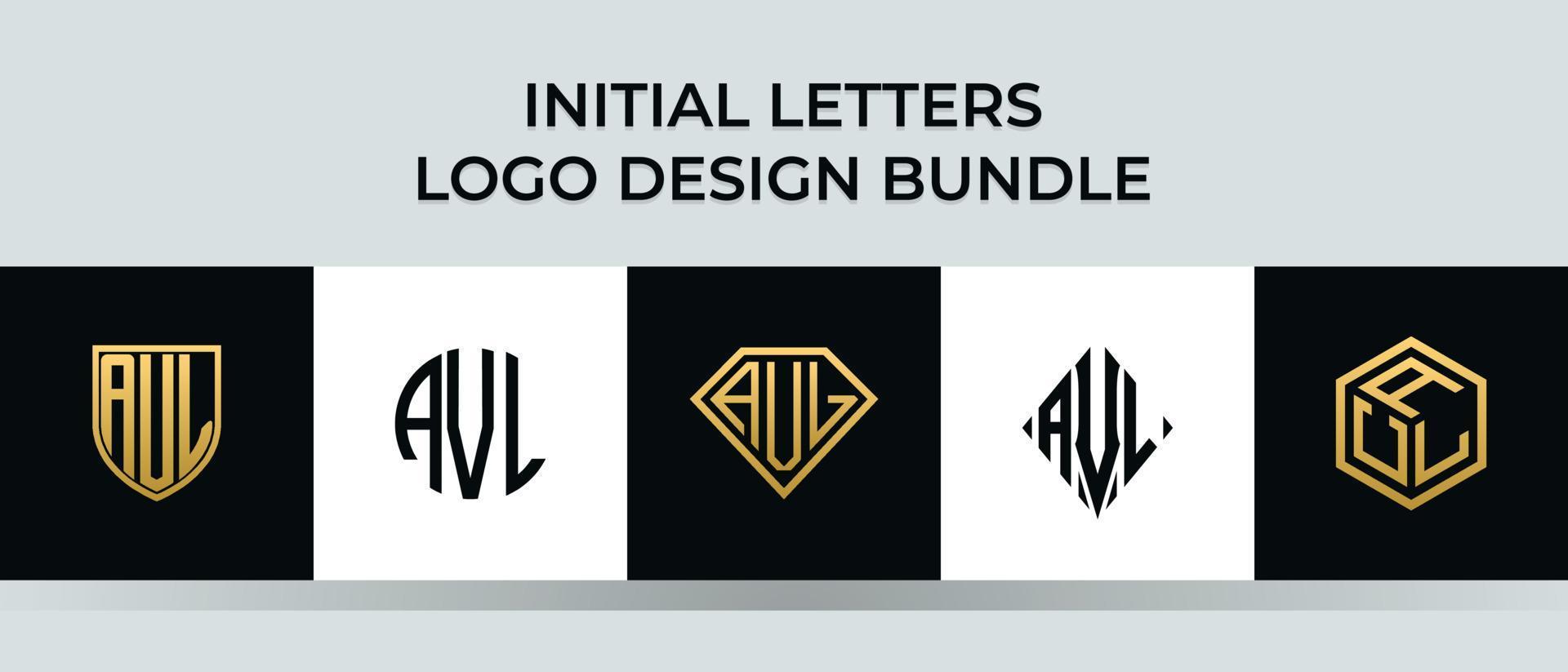 Initial letters AVL logo designs Bundle vector