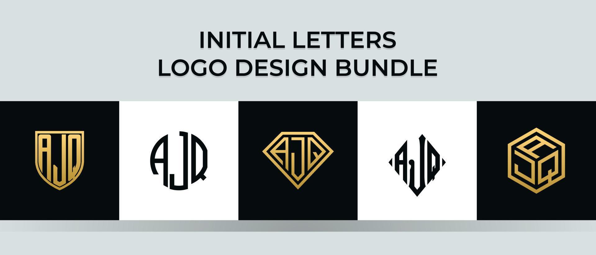 Initial letters AJQ logo designs Bundle vector