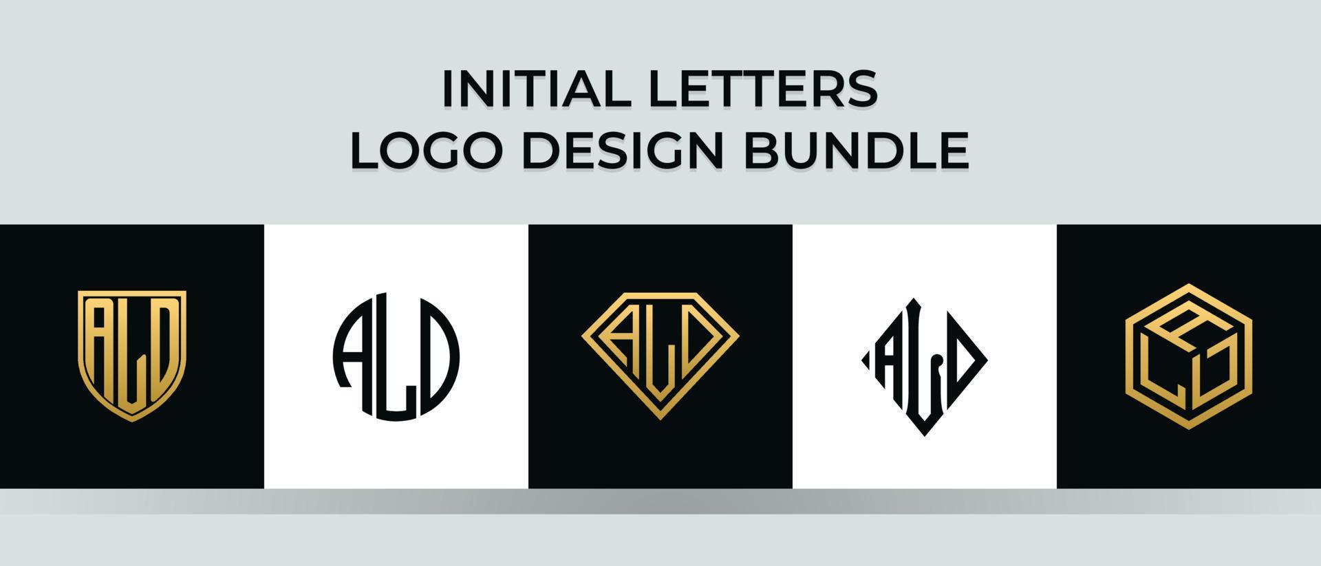 Initial letters ALD logo designs Bundle vector