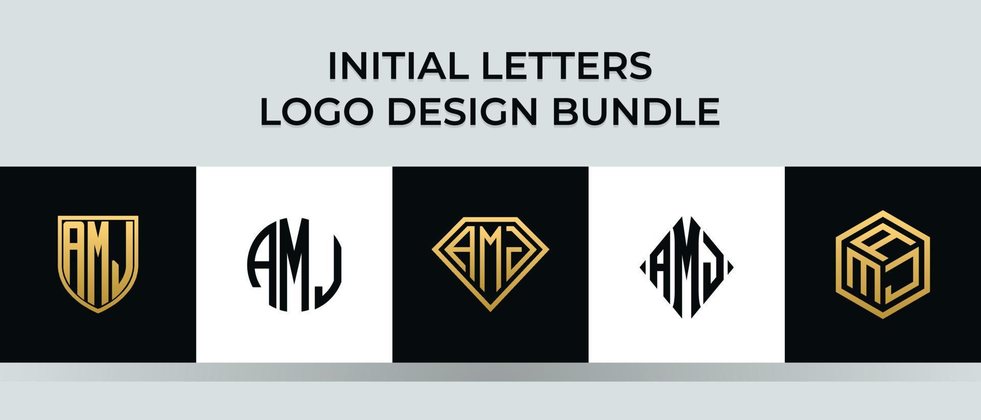 Initial letters AMJ logo designs Bundle vector