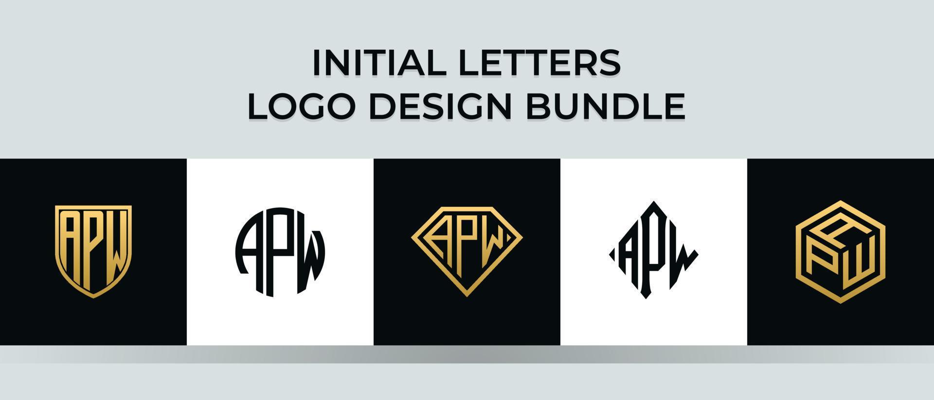Initial letters APW logo designs Bundle vector