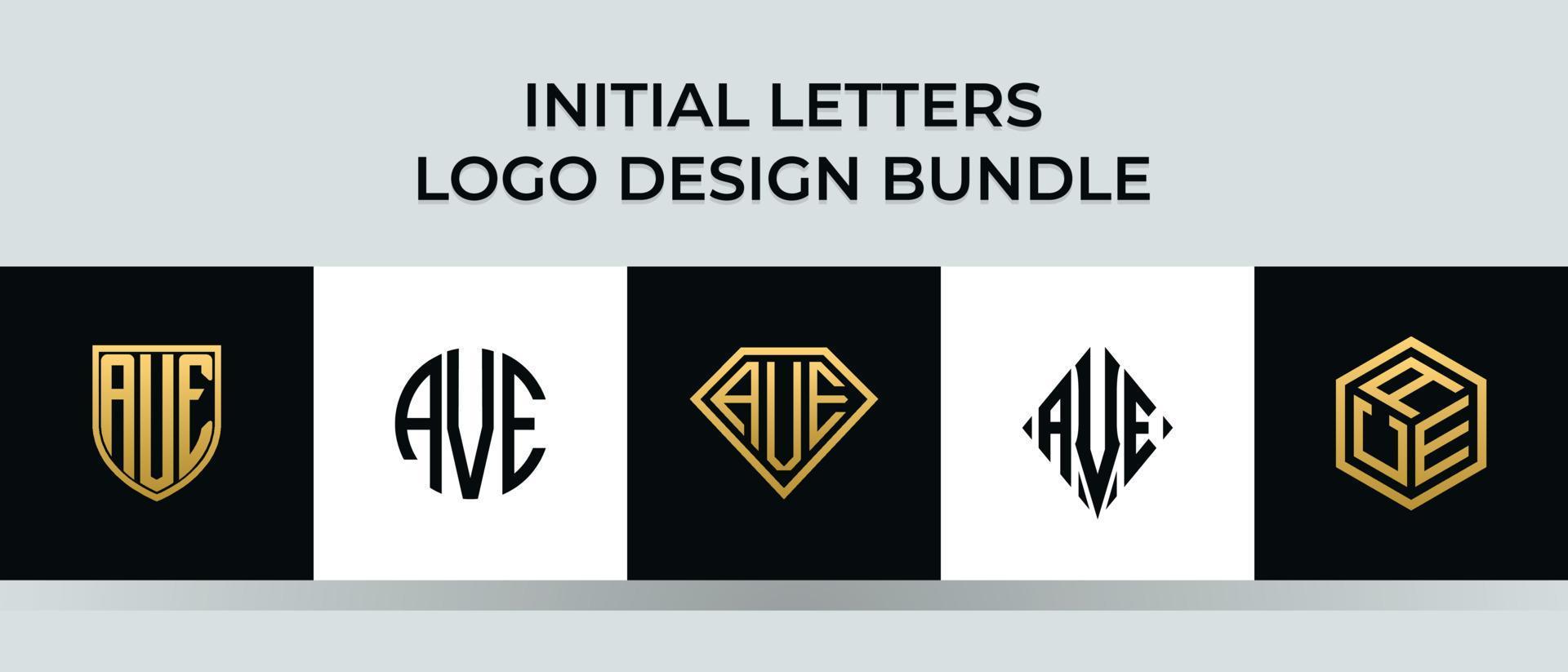 Initial letters AVE logo designs Bundle vector