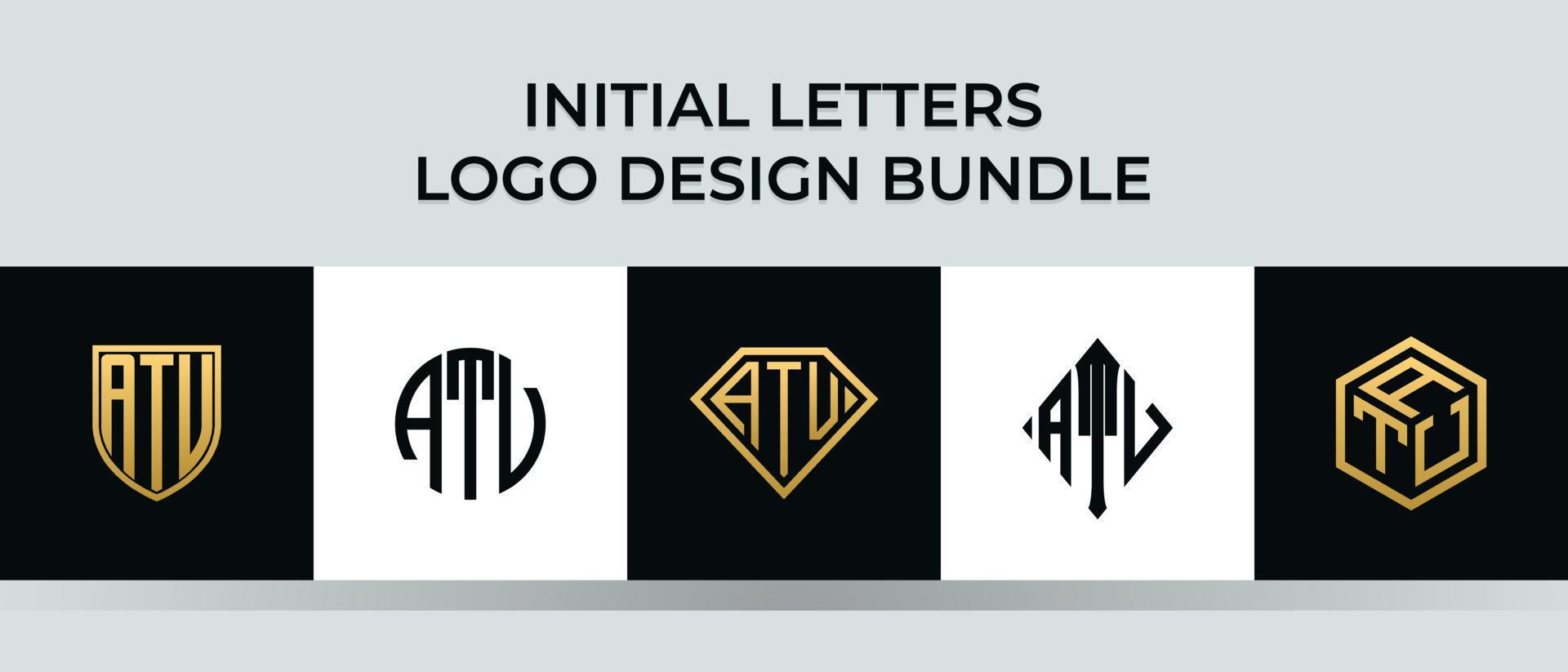 Initial letters ATV logo designs Bundle vector