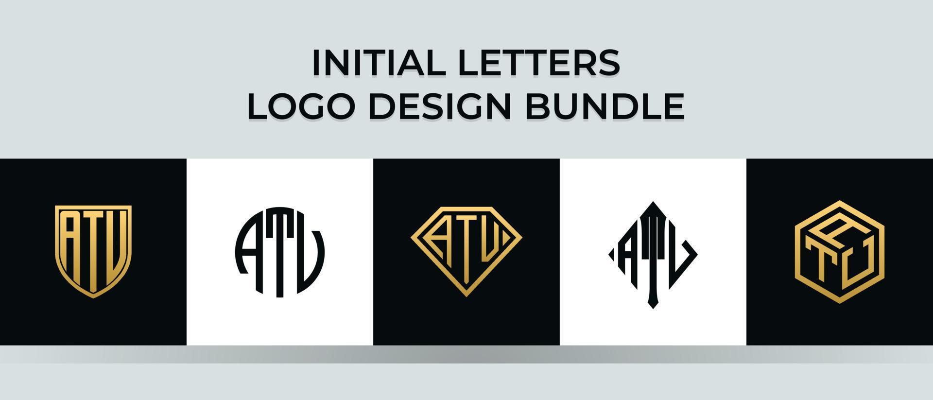 Initial letters ATV logo designs Bundle vector