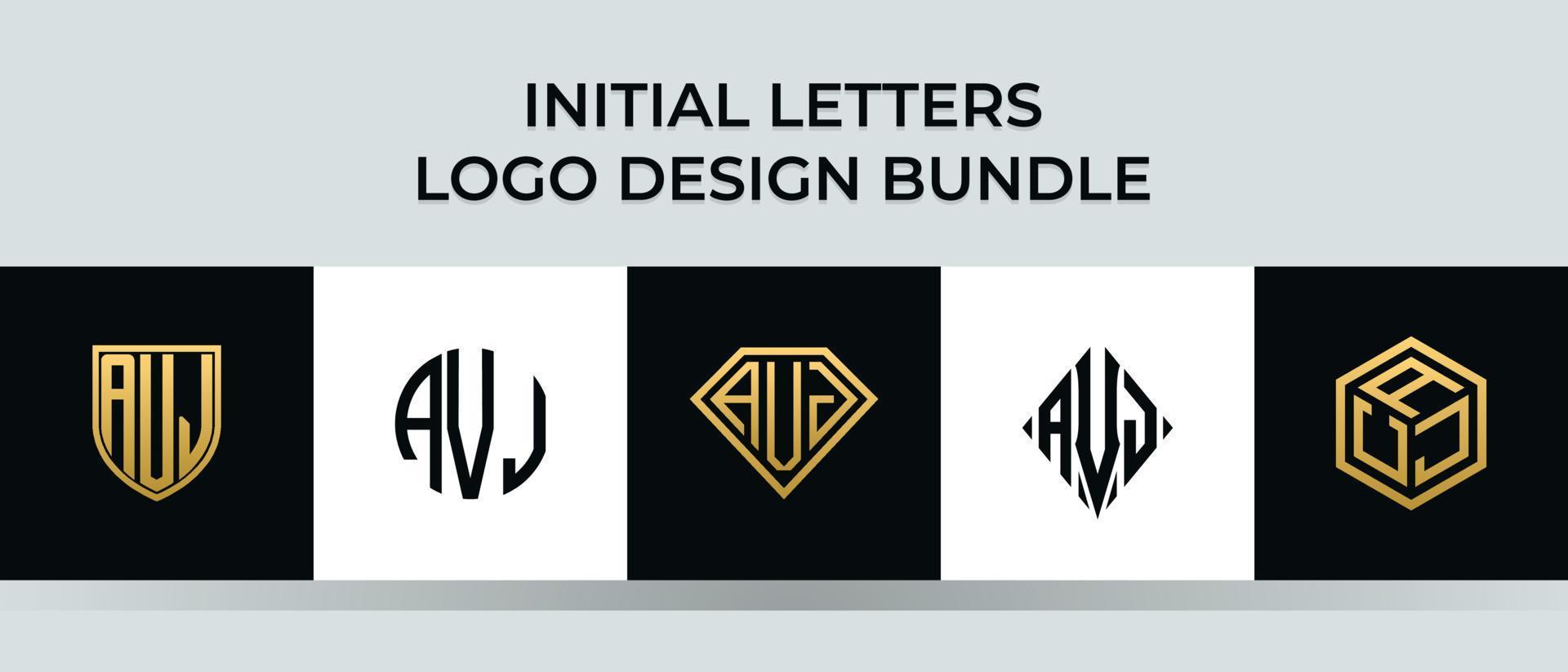 Initial letters AVJ logo designs Bundle vector
