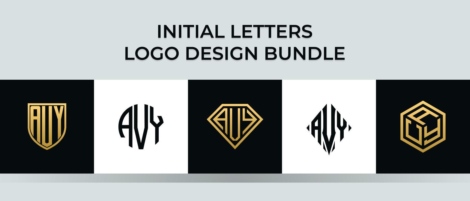 Initial letters AVY logo designs Bundle vector