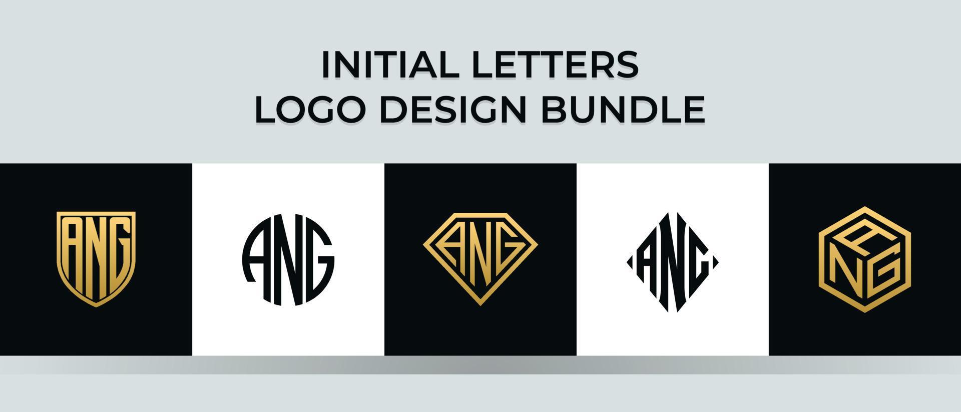 Initial letters ANG logo designs Bundle vector