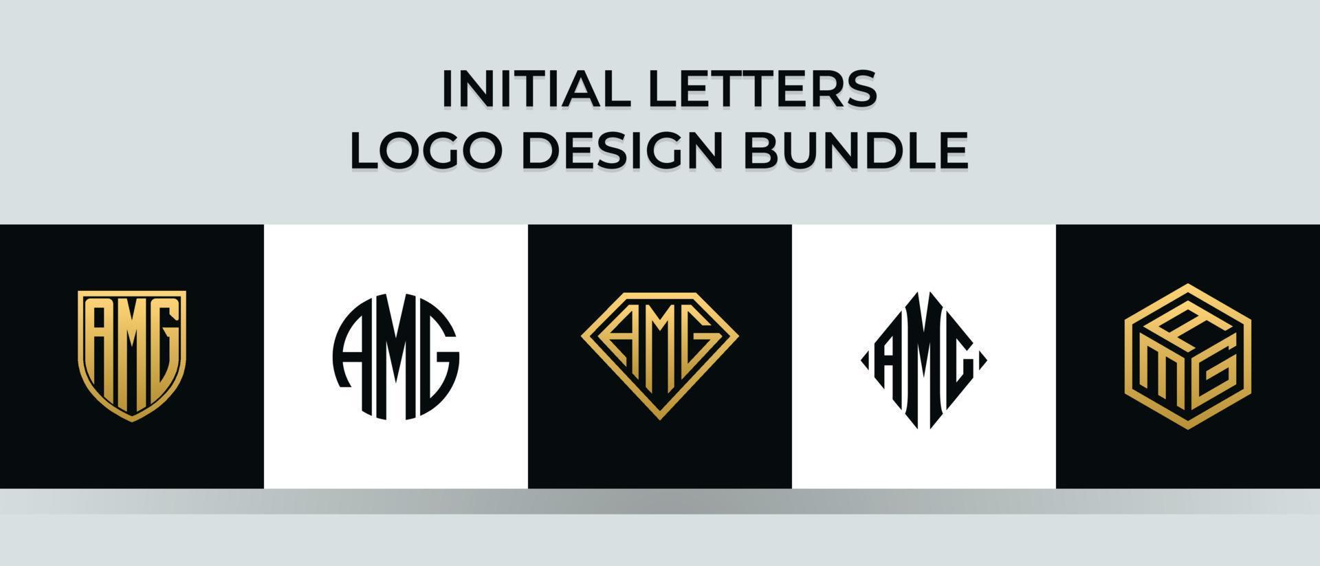 paquete de diseños de logotipo de letras iniciales amg vector