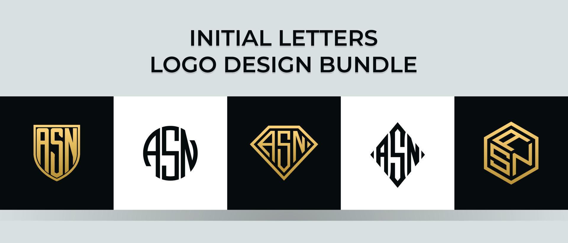 Initial letters ASN logo designs Bundle vector