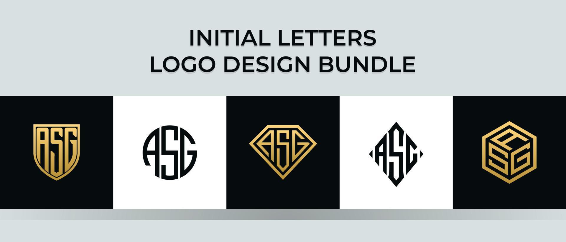 Initial letters ASG logo designs Bundle vector