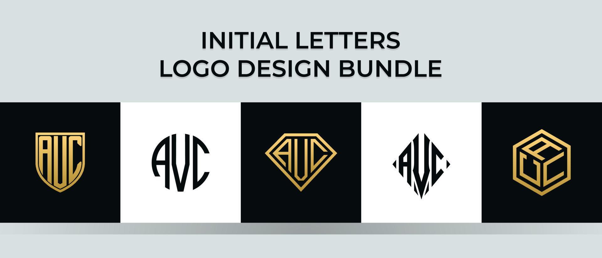 Initial letters AVC logo designs Bundle vector