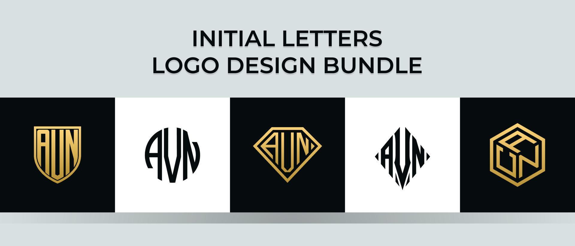 Initial letters AVN logo designs Bundle vector