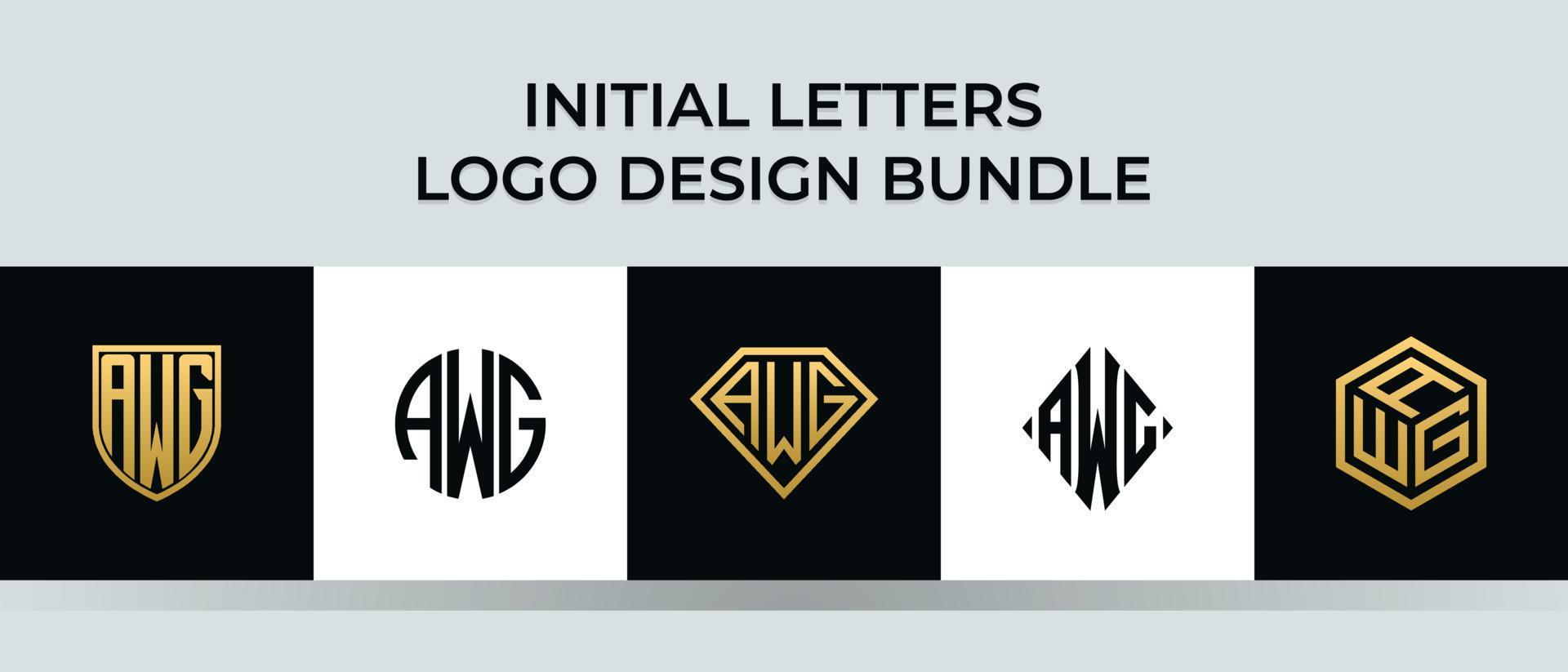 Initial letters AWG logo designs Bundle vector