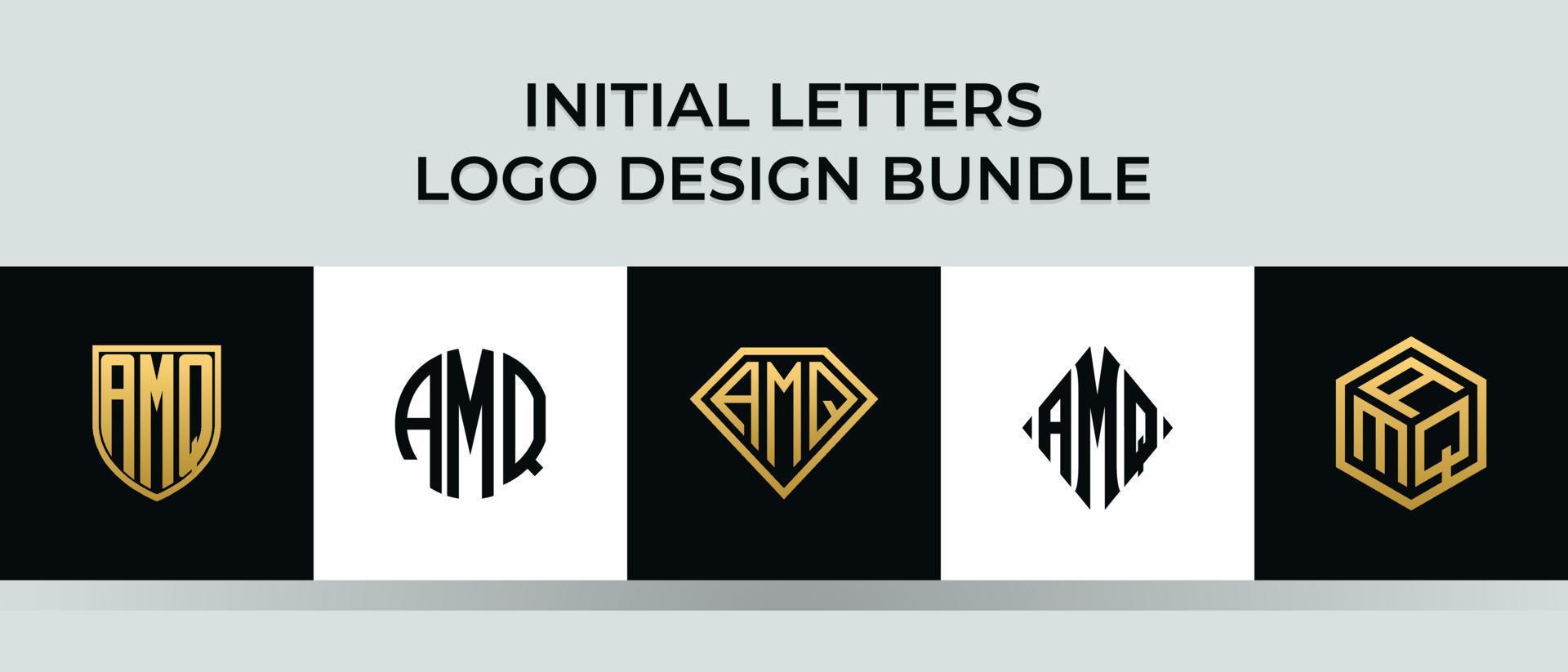Initial letters AMQ logo designs Bundle vector