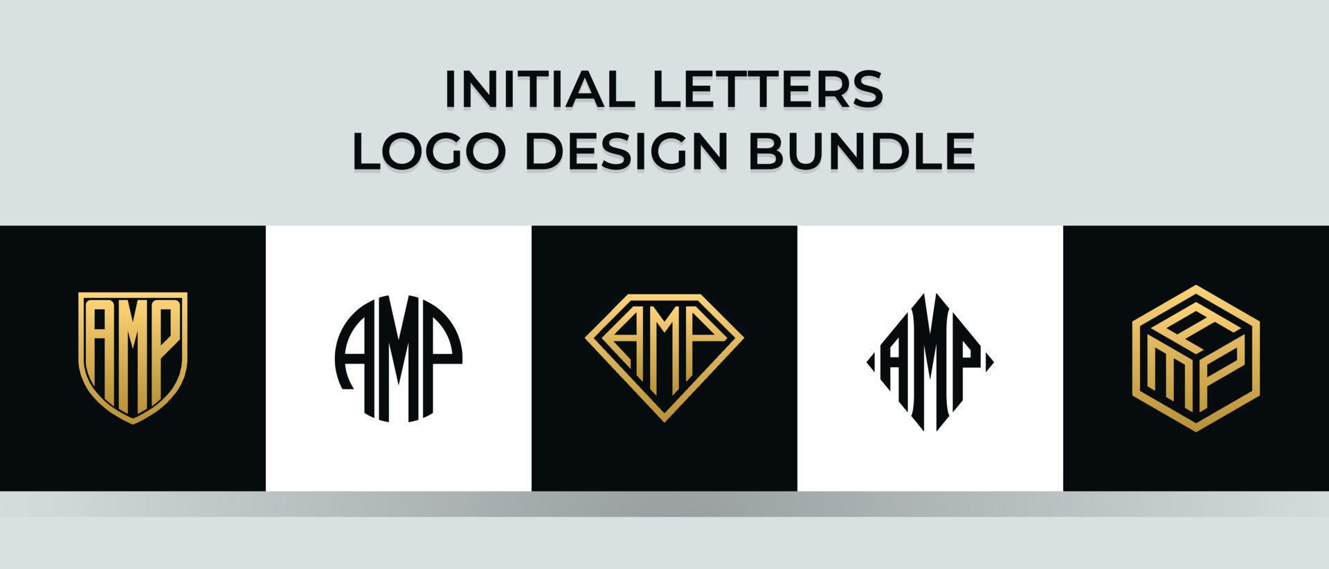 Initial letters AMP logo designs Bundle vector