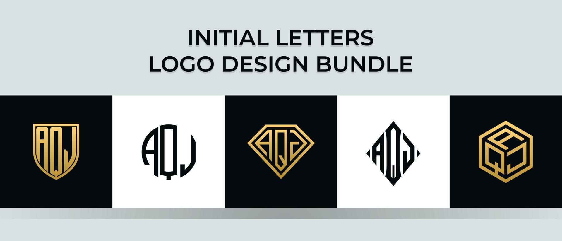 paquete de diseños de logotipo de letras iniciales aqj vector