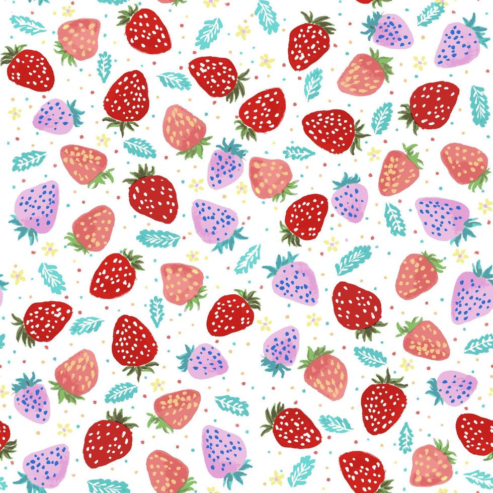 Watercolour strawberries repeat seamless pattern vector