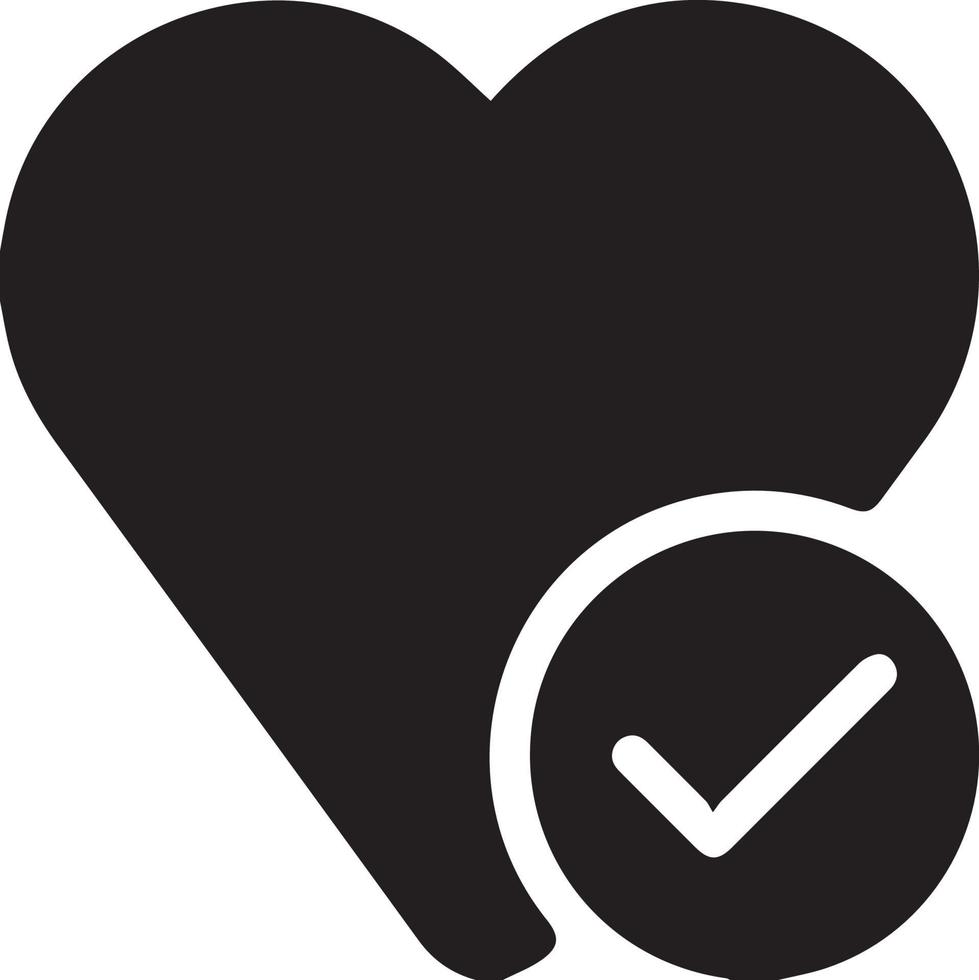 heart with a checkmark sign on white background vector
